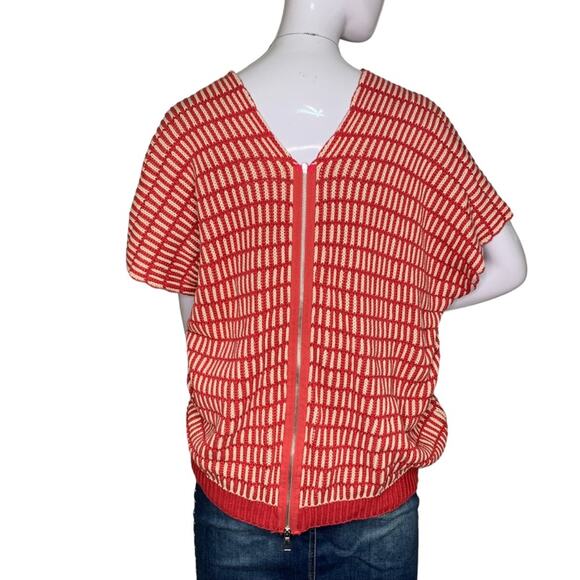 Free People Chunky Knit Poncho Sweater Short Sleeve Back Zipper Closure Size S - Picture 4 of 12